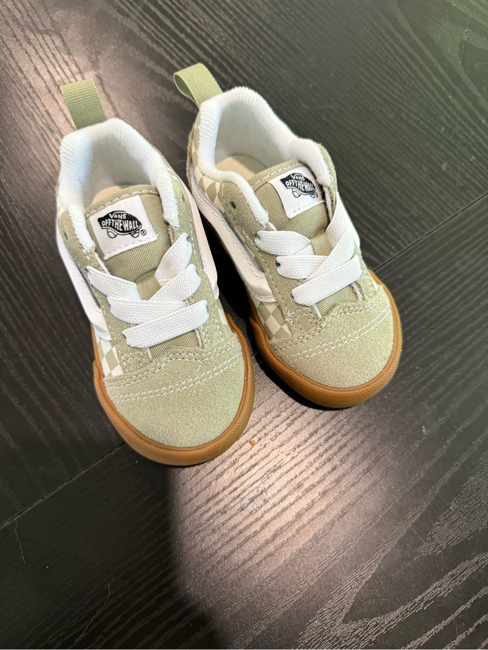 Vans Kids Sage Green & White Checkerboard Low-Top Sneakers